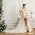 designed luxury off-shoulder lace applique beading mermaid wedding dress manufacturers china
